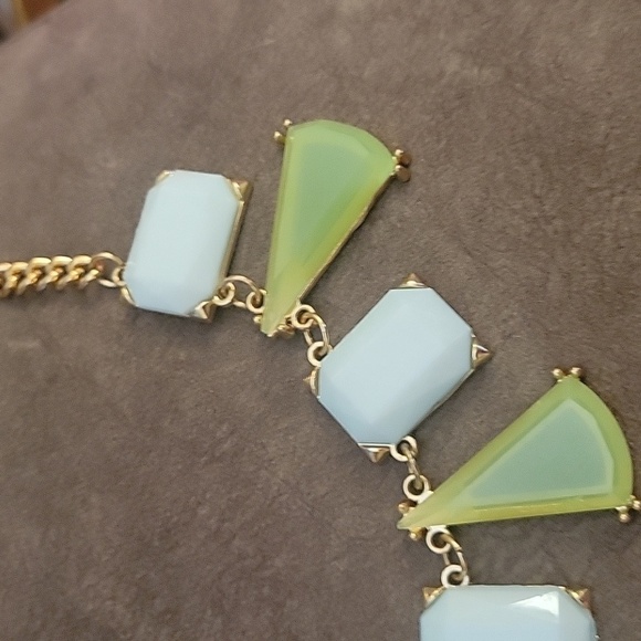 ETC! Mint Neon Green Geometric Mod Bib Necklace - Picture 5 of 7